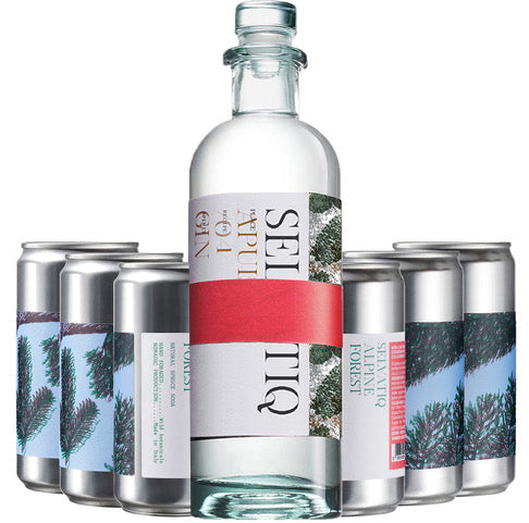 Shop online le nostre combinazioni di distillato artigianale Selvatiq Gin e soda italiane Alpine Forest naturali