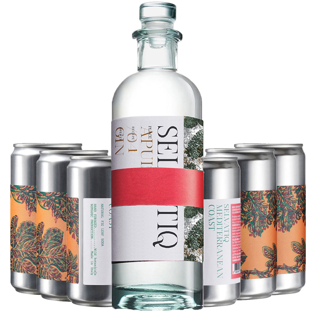 Shop online le nostre combinazioni di distillato artigianale Selvatiq Gin e soda italiane mediterranean coast naturali